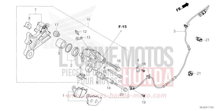 REAR BRAKE CALIPER for Hornet 750 MAT GOLDFINCH YELLOW (Y242) from 2023
